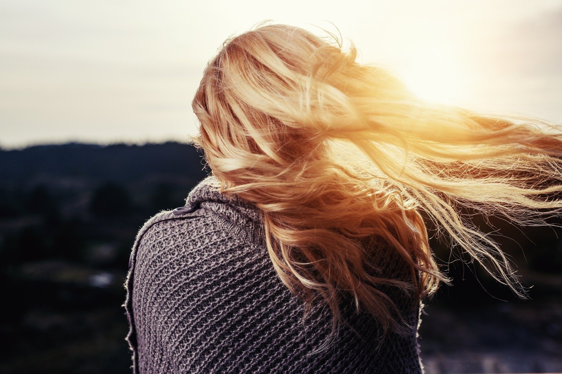 hair in the sunset